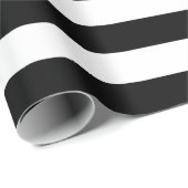 Cadeau Papier à envelopper avec bandes noires et blanches (Coin rond)