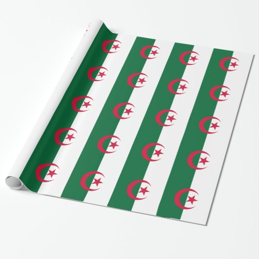 Cadeau Papier à envelopper avec Drapeau d'Algérie (Déroulé)