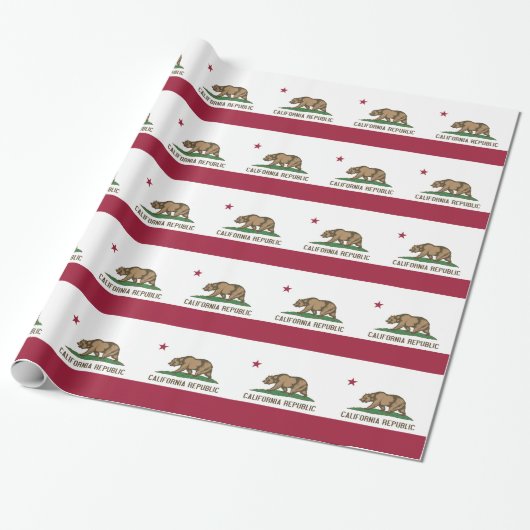 Cadeau Papier à envelopper avec Drapeau de Californie (Déroulé)