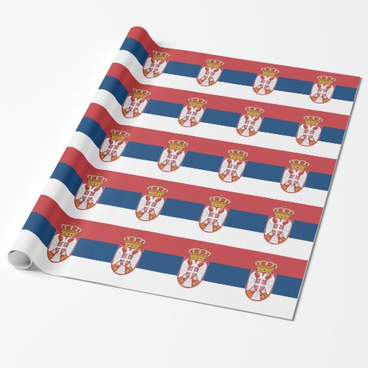 Cadeau Papier à envelopper avec Drapeau de Serbie (Déroulé)