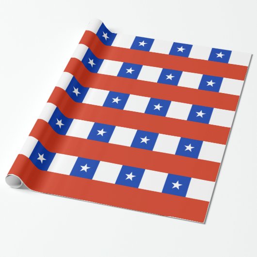 Cadeau Papier à envelopper avec Drapeau du Chili (Déroulé)
