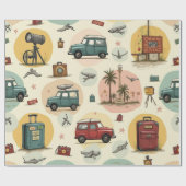 Cadeau Papier à envelopper avec Motif de voyage (Plat)