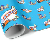 Cadeau Papier à envelopper Avions (Coin rond)