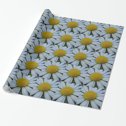 Cadeau Papier à envelopper blanc Chrysanthème (Déroulé)