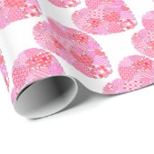 Cadeau Papier à envelopper blanc Coeurs (Coin rond)