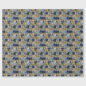 Cadeau Papier à envelopper bleu jaune Motifs (Plat)