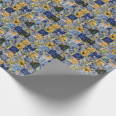 Cadeau Papier à envelopper bleu jaune Motifs (Coin)