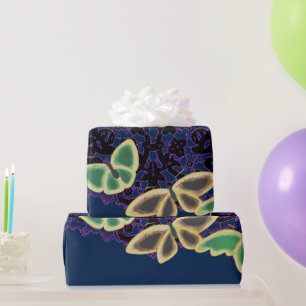 Cadeau Papier à envelopper BOUTEILLES JAPONAISES EN BLEU