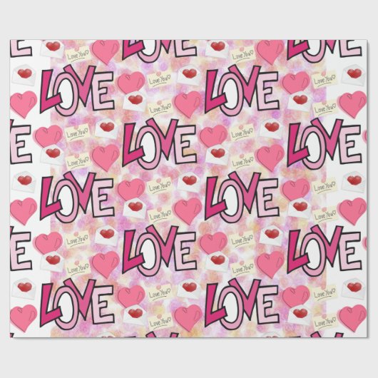 Cadeau Papier à envelopper brillant amour (Plat)