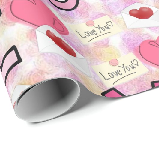 Cadeau Papier à envelopper brillant amour (Coin rond)