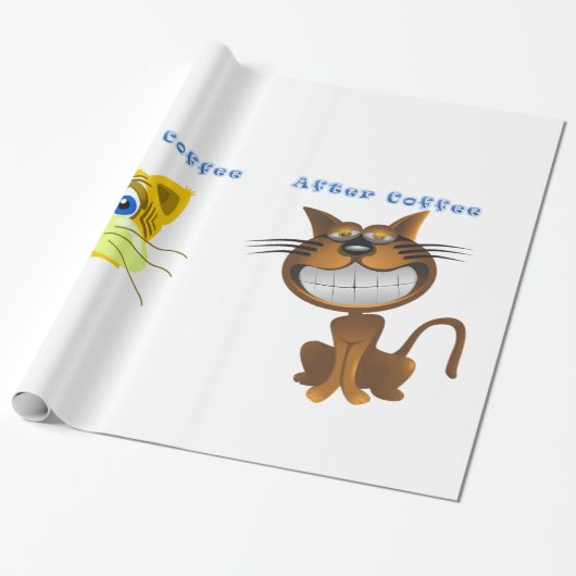 Cadeau Papier à envelopper brillant, avant après le chat  (Déroulé)