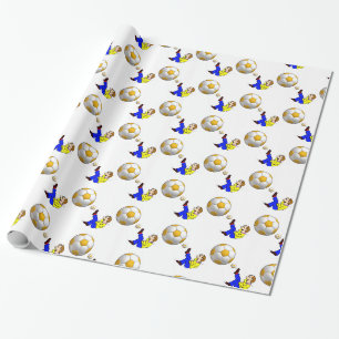Cadeau Papier à envelopper brillant, balle de soccer jaun