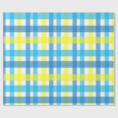 Cadeau Papier à envelopper brillant bleu jaune Plaid (Plat)