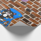 Cadeau Papier à envelopper brillant, Chat noir femme rétr (Coin)