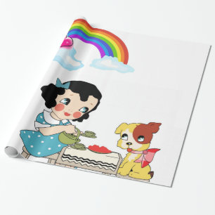 Cadeau Papier à envelopper brillant, Chat Vintage de chie