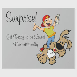 Cadeau Papier à envelopper brillant, Chien surprise