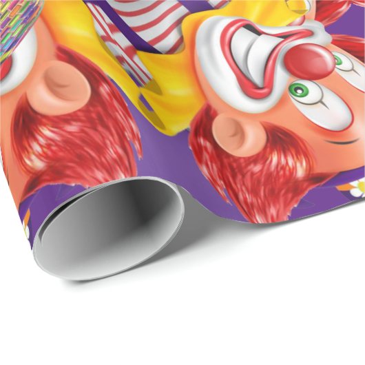 Cadeau Papier à envelopper brillant Clown violet (Coin rond)