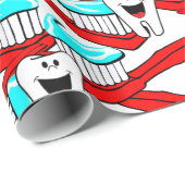 Cadeau Papier à envelopper brillant, Dents de dentifrice (Coin rond)