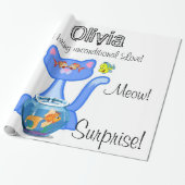 Cadeau Papier à envelopper brillant, Feline Cat Surprise (Déroulé)