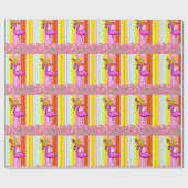 Cadeau Papier à envelopper brillant Flamant rose rose (Plat)