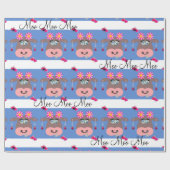 Cadeau Papier à envelopper brillant, Floral Cow Moo Blue (Plat)