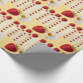Cadeau Papier à envelopper brillant Fraise blanc (Coin)