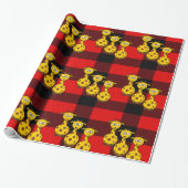 Cadeau Papier à envelopper brillant Giraffe Rouge Noir Pl (Déroulé)