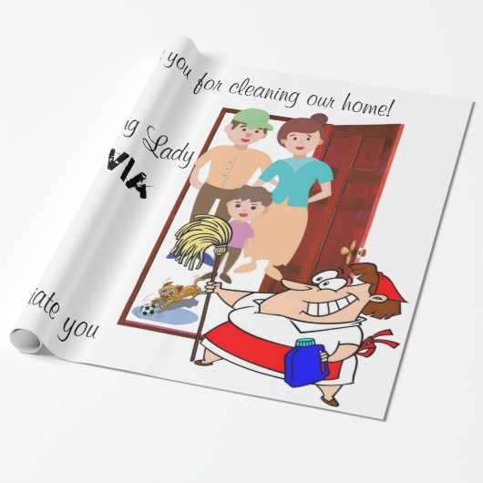 Cadeau Papier à envelopper brillant, Lady de nettoyage (Déroulé)