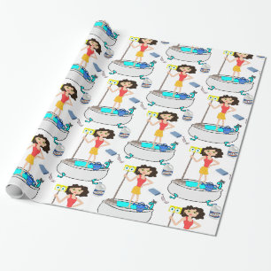 Cadeau Papier à envelopper brillant, Lady de nettoyage