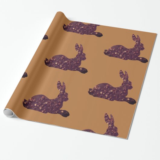 Cadeau Papier à envelopper brillant, lapin au chocolat (Déroulé)