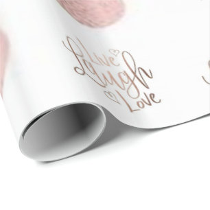 Cadeau Papier à envelopper brillant Live Laugh Love Rose
