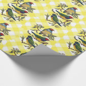 Cadeau Papier à envelopper brillant Oiseau Jaune Plaid (Coin)