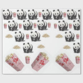 Cadeau Papier à envelopper brillant Panda Bear Popcorn (Plat)
