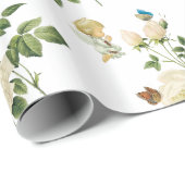 Cadeau Papier à envelopper brillant, Papillon Rose ange (Coin rond)