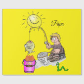 Cadeau Papier à envelopper brillant, Pêcheur Pêche Jaune (Plat)