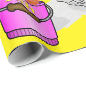 Cadeau Papier à envelopper brillant, Pêcheur Pêche Jaune (Coin rond)