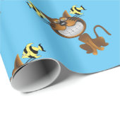 Cadeau Papier à envelopper brillant, Poisson à chat bleu (Coin rond)