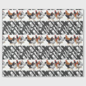 Cadeau Papier à envelopper brillant Poulets noir Plaid (Plat)