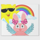 Cadeau Papier à envelopper brillant, Rainbow Rabbit Sun (Plat)