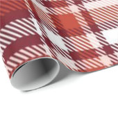 Cadeau Papier à envelopper brillant Rouge Plaid (Coin rond)