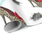 Cadeau Papier à envelopper brillant, talon léopard (Coin rond)