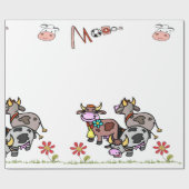Cadeau Papier à envelopper brillant Vache Moo Grass Flora (Plat)