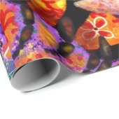 Cadeau Papier à envelopper - Bumble Bee Floral Whimsical  (Coin rond)