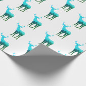 Cadeau Papier à envelopper - Cerf/Elc de ton vert (Coin)