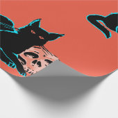 Cadeau Papier à envelopper CHAT NOIR ANIMÉ AVEC SKULL (Coin)
