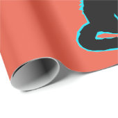 Cadeau Papier à envelopper CHAT NOIR ANIMÉ AVEC SKULL (Coin rond)