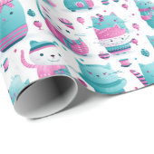 Cadeau Papier à envelopper - Chats à fierté transgenre 1 (Coin rond)