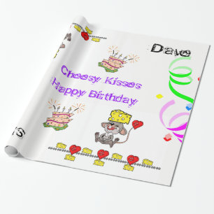 Cadeau Papier à envelopper Cheesy Mousey Coeur Joyeux ann