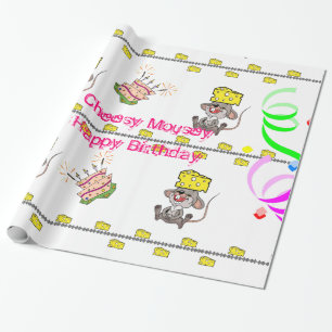 Cadeau Papier à envelopper Cheesy Mousey Joyeux anniversa