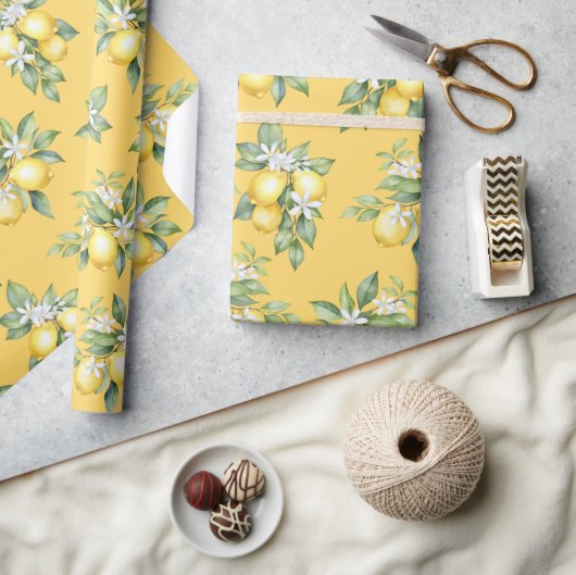 Cadeau Papier à envelopper Citrus citron 1er anniversaire (Artisanat)